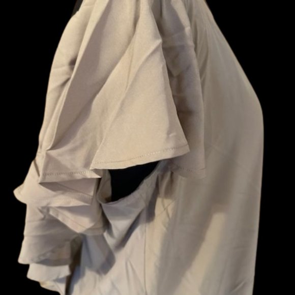 Taupe Open Low Back with Ruffle Midi Dress - Picture 3 of 12